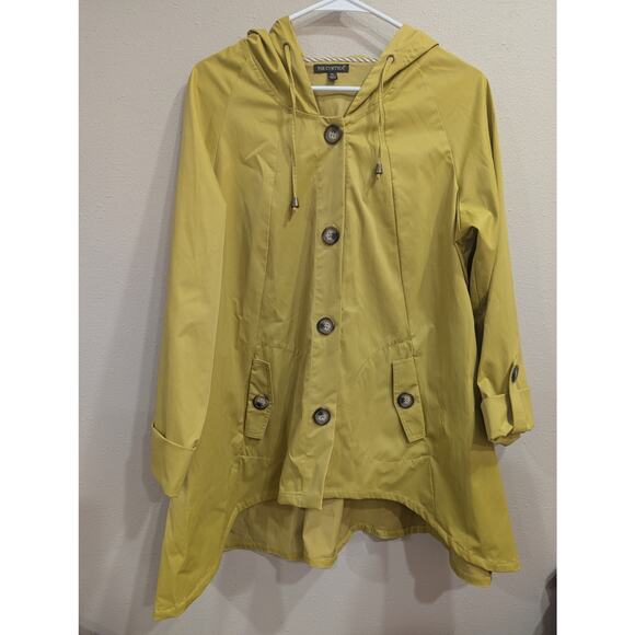 Long sleeve chartreuse hooded all weather fisherman style coat For Cynthia XL - Picture 2 of 11
